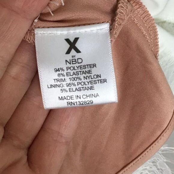 X by NBD Sawyer Dress in Ivory Lace Nude Revolve Mini Fringe Trim Size 4 New - Picture 7 of 10